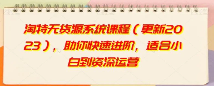淘特无货源系统课程，助你快速进阶，适合小白到资深运营-云际资源网