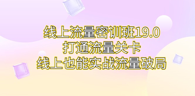 线上流量密训班19.0，打通流量关卡，线上也能实战流量破局-云际资源网
