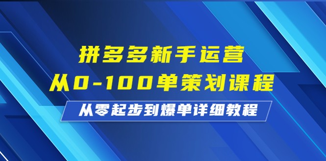 拼多多新手运营从0-100单策划课程，从零起步到爆单详细教程-云际资源网