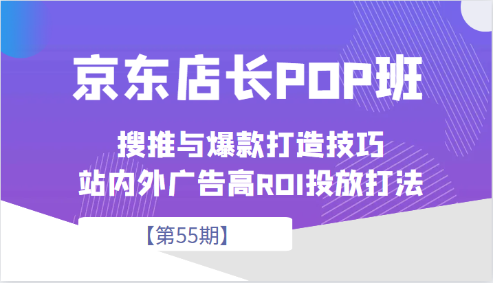 京东店长POP班【第55期】，京东搜推与爆款打造技巧，站内外广告高ROI投放打-云际资源网