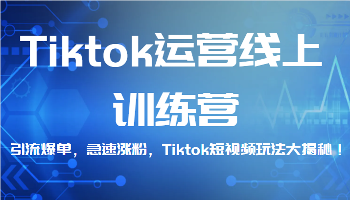 Tiktok运营线上训练营，引流爆单，急速涨粉，Tiktok短视频玩法大揭秘！-云际资源网