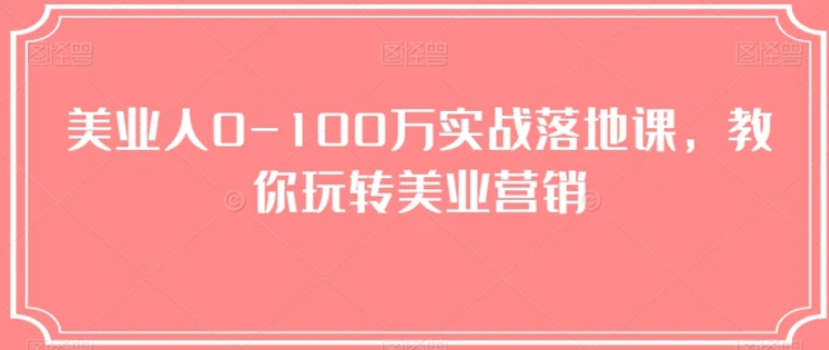 美业人0-100万实战落地课，教你玩转美业营销-云际资源网