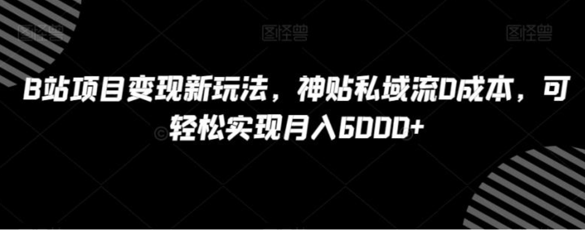 B站项目变现新玩法，神贴私域流0成本，可轻松实现月入6000+【揭秘】-云际资源网