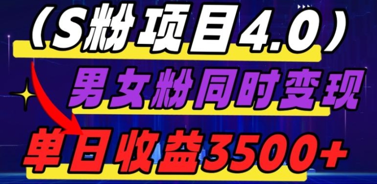 S粉项目4.0，男女粉通吃，男女粉同时变现，单日收益3500+-云际资源网