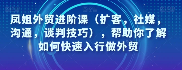 凤姐外贸进阶课，帮助你了解如何快速入行做外贸-云际资源网