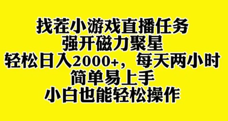 找茬小游戏直播，强开磁力聚星，轻松日入2000+，小白也能轻松上手-云际资源网