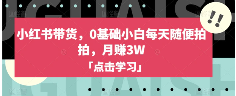 小红书带货，0基础小白每天随便拍拍，月赚3W【揭秘】-云际资源网