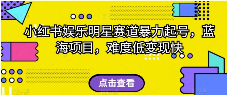 小红书娱乐明星赛道暴力起号，蓝海项目，难度低变现快【揭秘】-云际资源网