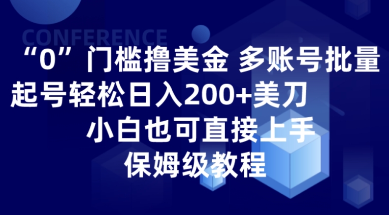 0门槛撸美金| 多账号批量起号轻松日入200+美刀，小白也可直接上手，保姆级教程-云际资源网