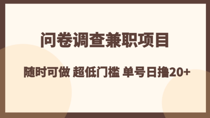 问卷调查兼职项目，随时可做 超低门槛 单号日撸20+-云际资源网
