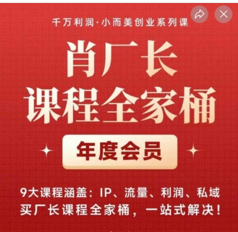 肖厂长课程全家桶，​9大课程涵盖:IP、流量、利润、私域、买厂长课程全家桶，一站式解决！-云际资源网
