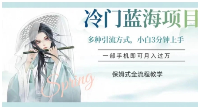 冷门蓝海项目，操作简单，小白3分钟上手，多种引流方式，保姆式全流程教学【揭秘】-云际资源网
