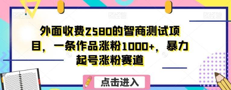 外面收费2580的智商测试项目，一条作品涨粉1000+，暴力起号涨粉赛道【揭秘】-云际资源网