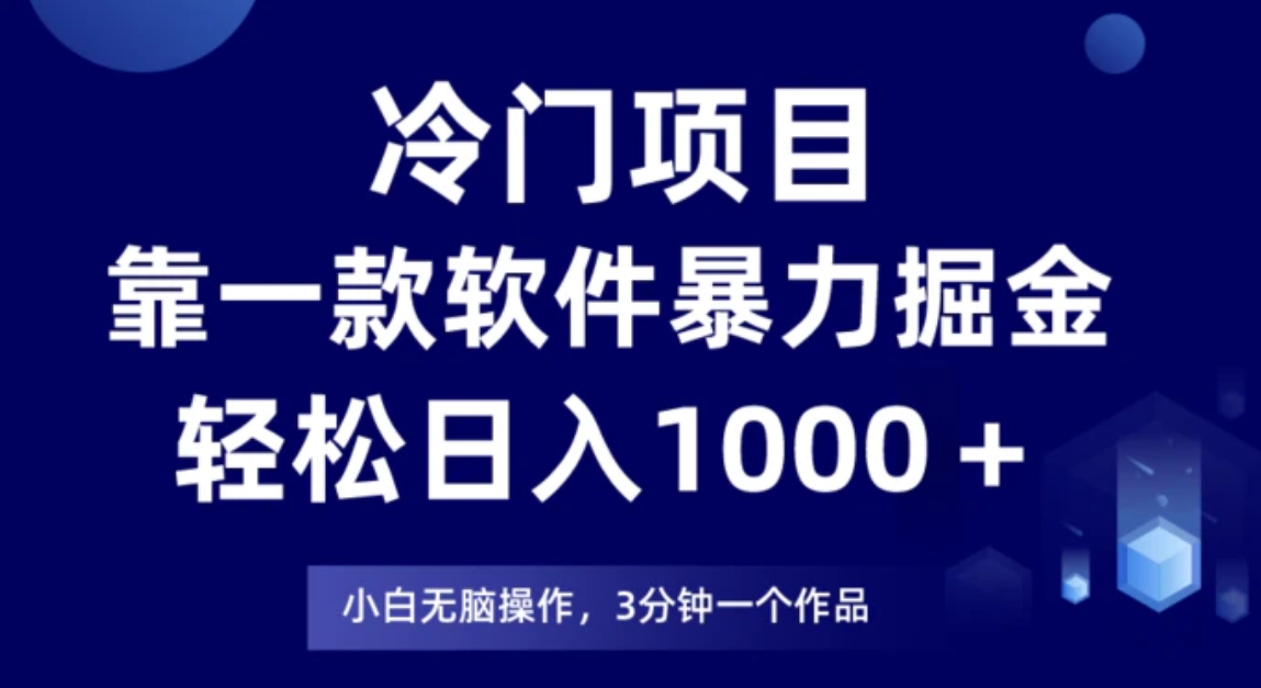 冷门项目靠一款软件，暴力掘金日入1000＋，小白轻松上手-云际资源网