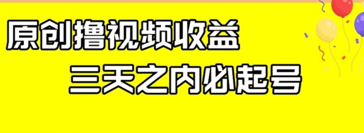 最新撸视频收益，三天之内必起号，一天保底100+【揭秘】-云际资源网