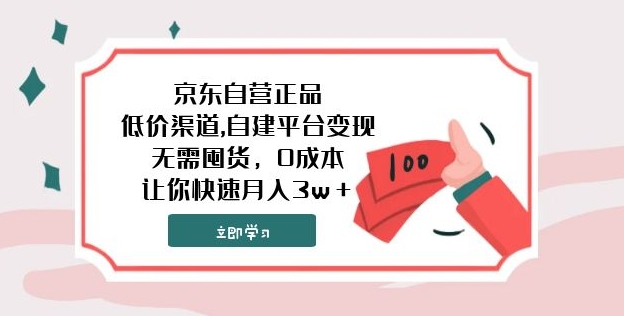 京东自营正品,低价渠道,自建平台变现，无需囤货，0成本，让你快速月入3w＋-云际资源网