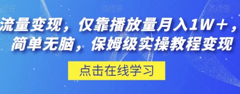 流量变现，仅靠播放量月入1W＋，简单无脑，保姆级实操教程【揭秘】-云际资源网