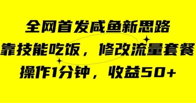 咸鱼冷门新玩法，靠“技能吃饭”，修改流量套餐，操作1分钟，收益50【揭秘】-云际资源网