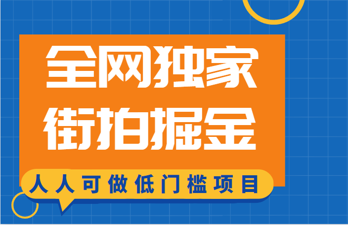 全网独家一街拍掘金，低门槛人人可做的赚钱项目-云际资源网