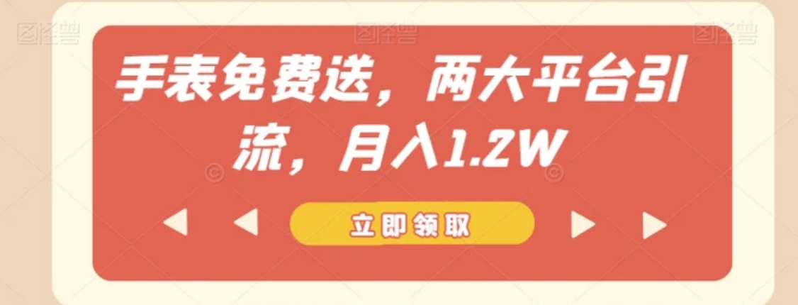 手表免费送，两大平台引流，月入1.2W【揭秘】-云际资源网