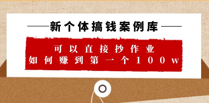 新个体 搞钱案例 库，可以直接抄作业 如何赚到第一个100w-云际资源网