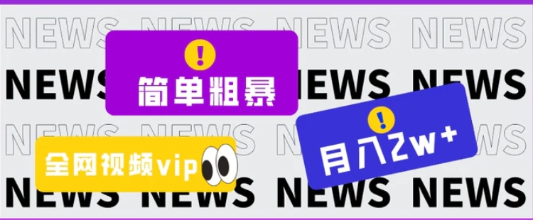 简单粗暴零成本，高回报，全网视频VIP掘金项目，月入2万＋-云际资源网