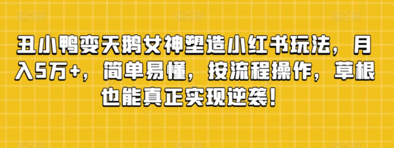 丑小鸭变天鹅女神塑造小红书玩法，月入5万+，简单易懂，按流程操作，草根也能真正实现逆袭！-云际资源网
