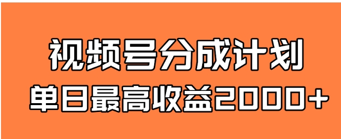 全新蓝海 视频号掘金计划 日入2000+-云际资源网