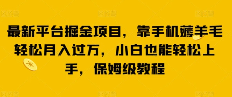 最新平台掘金项目，靠手机薅羊毛轻松月入过万，小白也能轻松上手，保姆级教程【揭秘】-云际资源网
