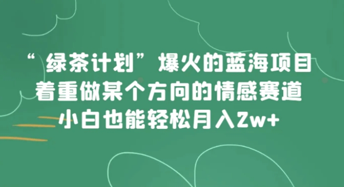 “绿茶计划”，爆火的蓝海项目，着重做某个方向的情感赛道，小白也能轻松月入2w+-云际资源网