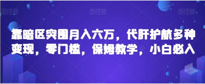 靠暗区突围月入六万，代肝护航多种变现，零门槛，保姆教学，小白必入【揭秘】-云际资源网