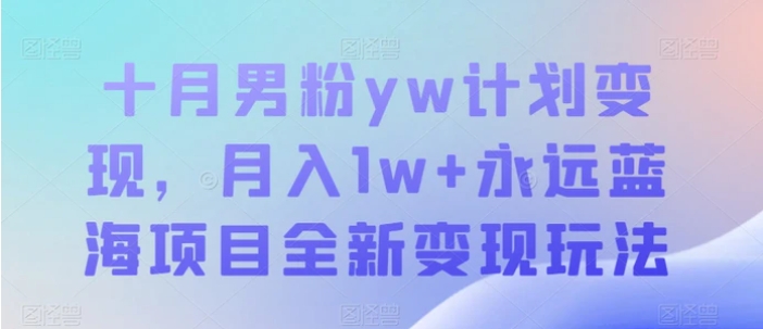 十月男粉yw计划变现，月入1w+永远蓝海项目全新变现玩法【揭秘】-云际资源网