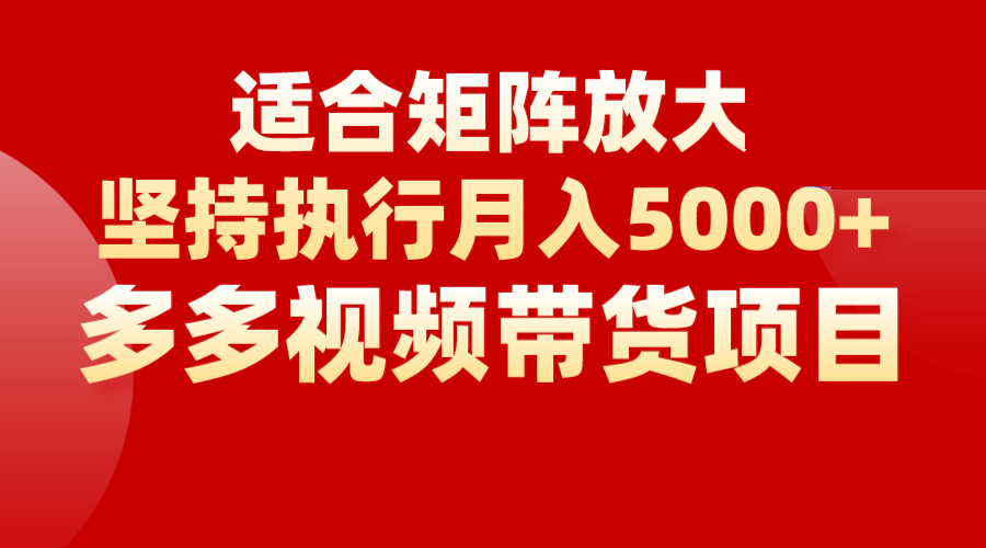 矩阵操作月入5000+，多多视频带货项目，适合新手，也适合老手放大-云际资源网