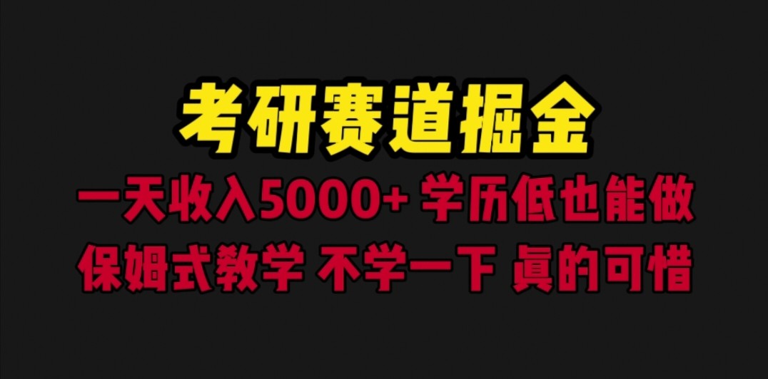 考研赛道掘金，一天5000+学历低也能做，保姆式教学，不学一下，真的可惜-云际资源网