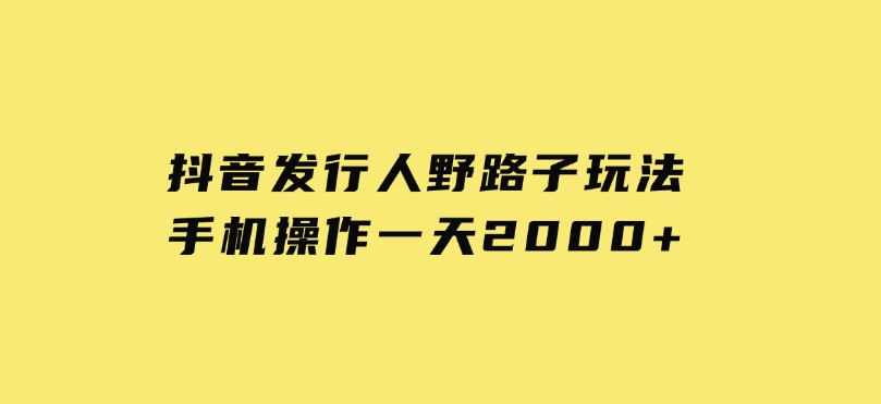 抖音发行人野路子玩法，手机操作一天2000+-云际资源网