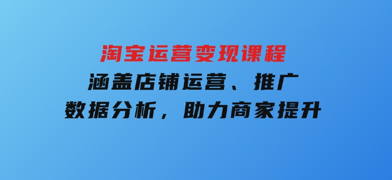淘宝运营变现课程，涵盖店铺运营、推广、数据分析，助力商家提升-云际资源网