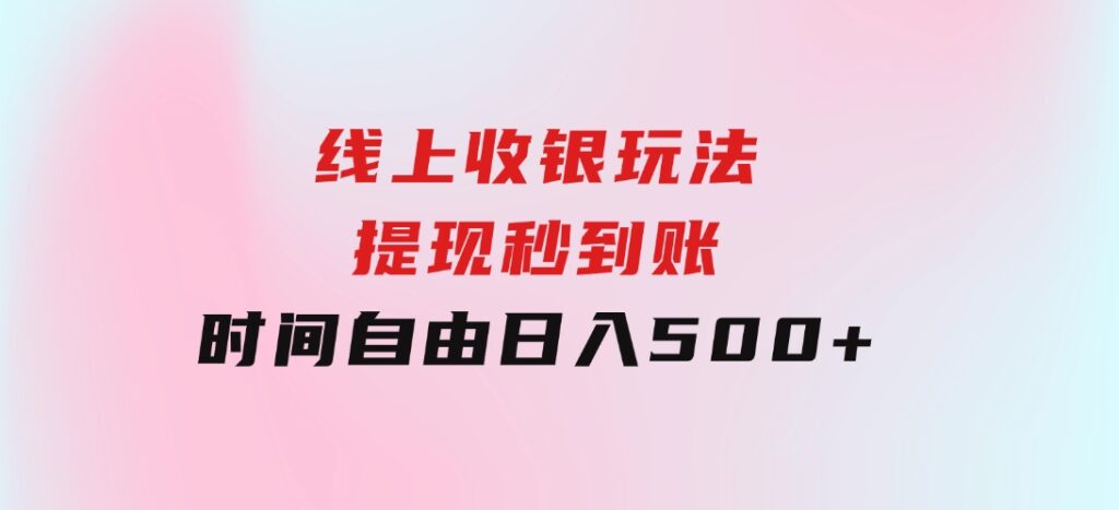 线上收银玩法，提现秒到账，时间自由，日入500+-云际资源网