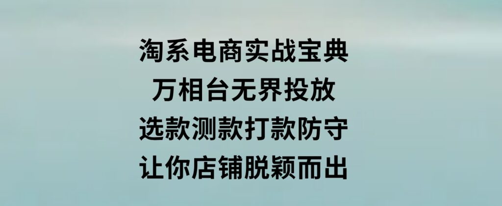 淘系电商实战宝典：万相台无界投放，选款测款打款防守，让你店铺脱颖而出-云际资源网