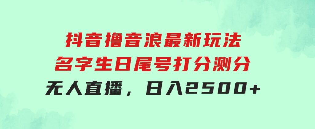 抖音撸音浪最新玩法，名字生日尾号打分测分无人直播，日入2500+-云际资源网