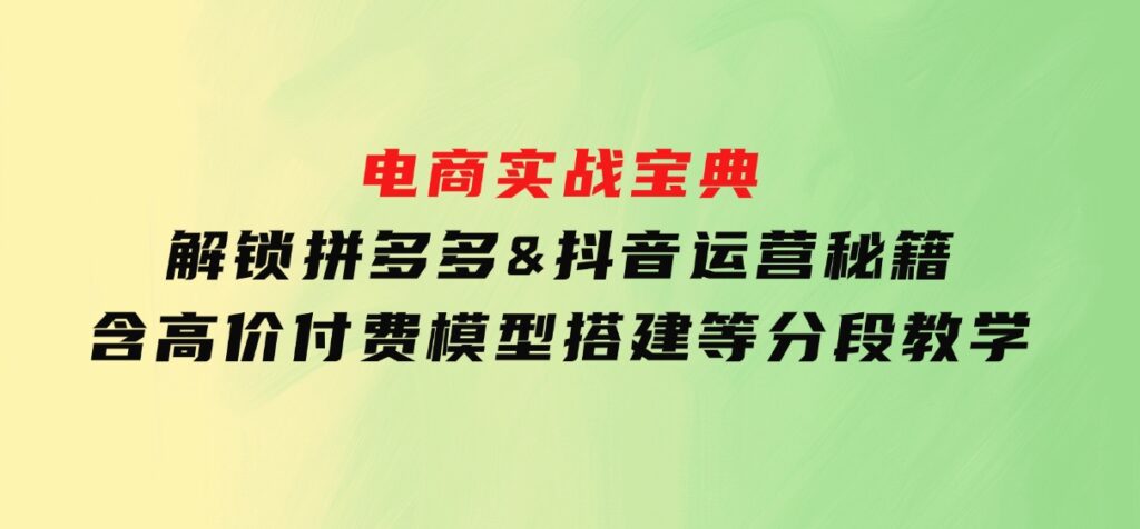 电商实战宝典解锁拼多多&抖音运营秘籍含高价付费模型搭建等分段教学-云际资源网