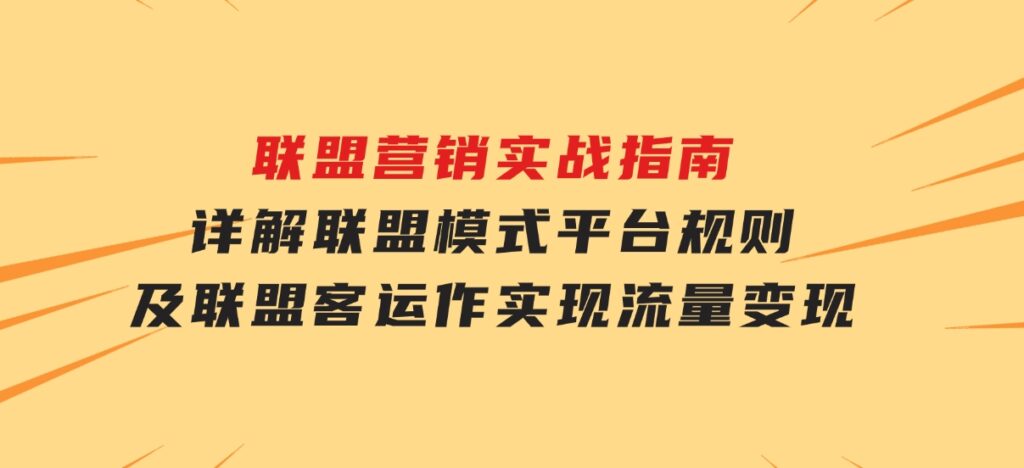 联盟营销实战指南，详解联盟模式、平台规则及联盟客运作，实现流量变现-云际资源网