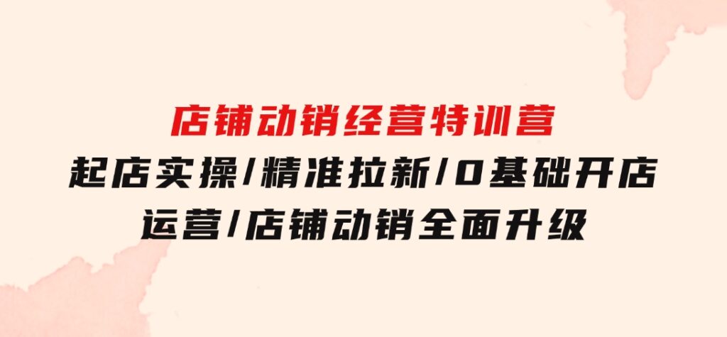 店铺动销经营特训营：起店实操/精准拉新/0基础开店运营/店铺动销全面升级-云际资源网