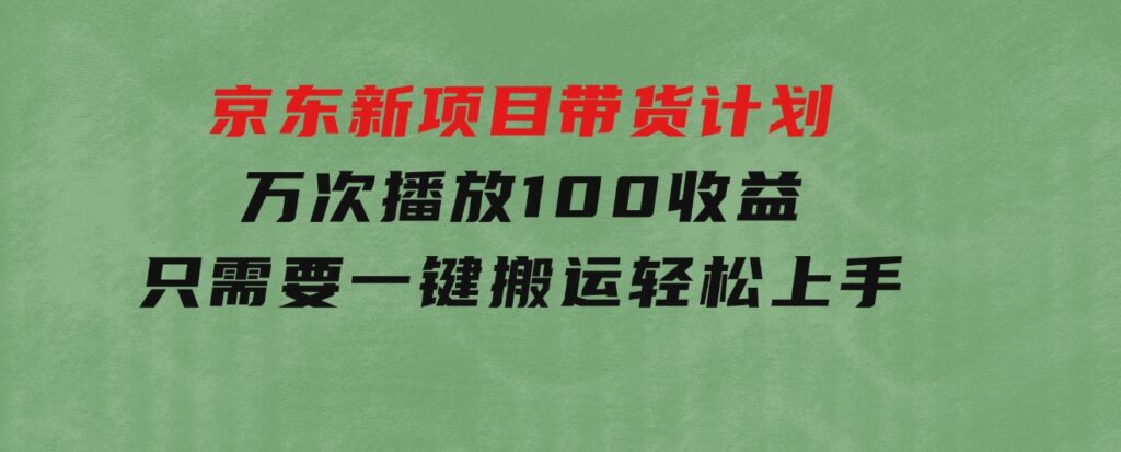京东新项目带货计划，万次播放100收益，只需要一键搬运，轻松上手-云际资源网