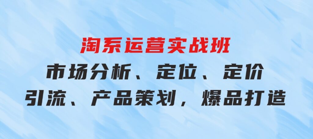 淘系运营实战班：市场分析、定位、定价、引流、产品策划，爆品打造-云际资源网