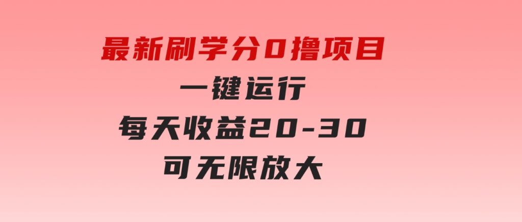 最新刷学分0撸项目，一键运行，每天单机收益20-30，可无限放大-云际资源网