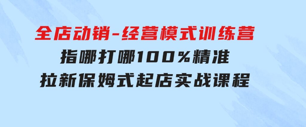 全店动销-经营模式训练营，指哪打哪100%精准拉新保姆式起店实战课程-云际资源网