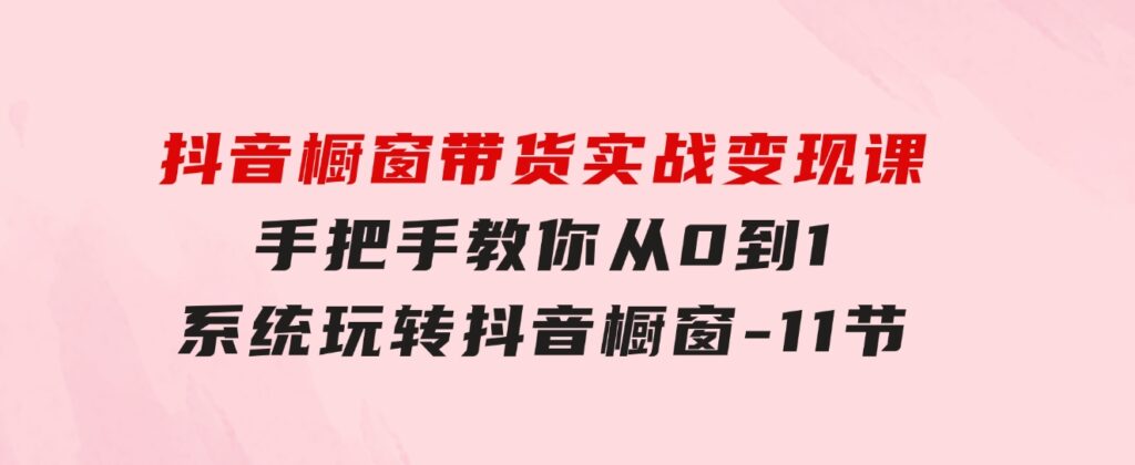 抖音橱窗带货实战变现课：手把手教你从0到1系统玩转抖音橱窗-11节-云际资源网