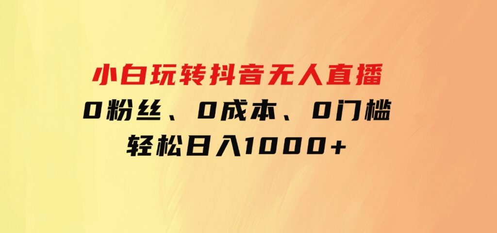 小白玩转抖音无人直播，0粉丝、0成本、0门槛，轻松日入1000+-云际资源网