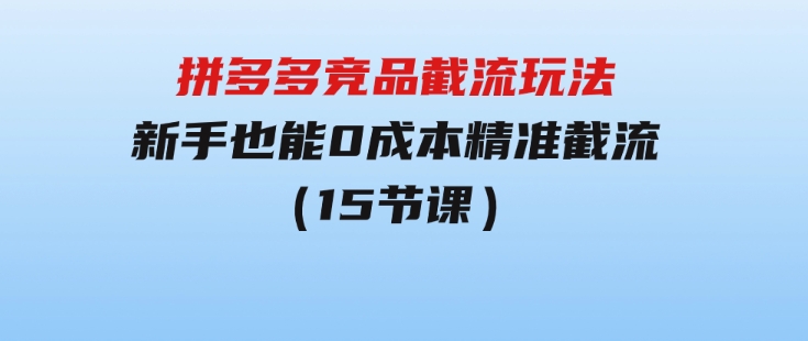 拼多多竞品截流玩法，新手也能0成本精准截流（15节课）-云际资源网