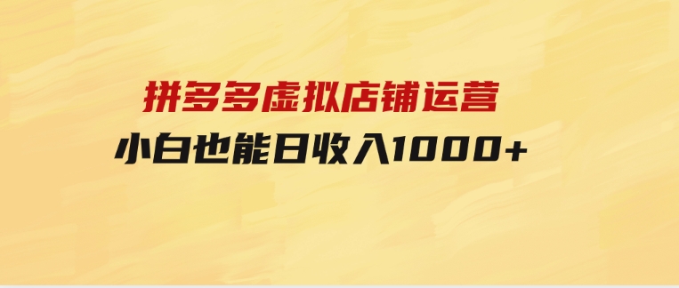 拼多多虚拟店铺运营：小白也能日收入1000+-云际资源网